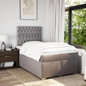 Cama boxspring c/ colchão 120x190cm tecido castanho-acinzentado