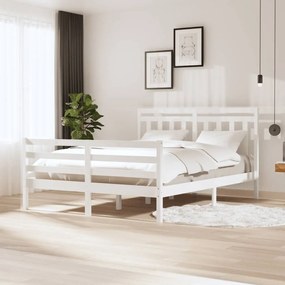 Estrutura de cama 160x200 cm madeira maciça branco