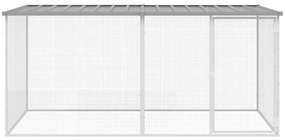 Galinheiro com teto 203x98x90 cm aço galvanizado cinza-claro