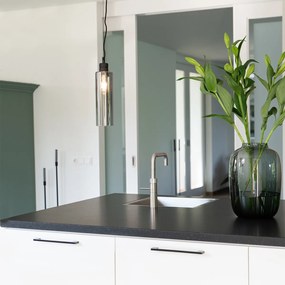 Candeeiro de suspensão moderno preto com vidro fumê - Stavelot