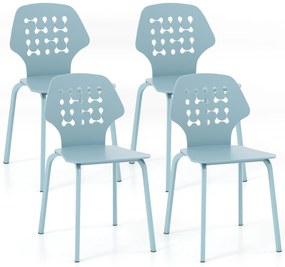 Conjunto de 4 cadeiras de jantar de metal com encosto vazado e pernas de metal - Branco
