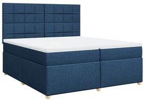 Cama com molas/colchão 200x200 cm tecido azul