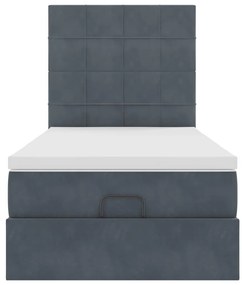 Estrutura cama otomana colchões 90x190cm veludo cinzento escuro