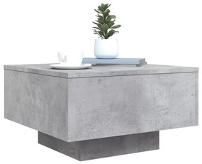 Mesa de centro com luzes LED 55x55x31 cm cinzento cimento