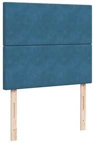 Cama boxspring com colchão 120x190 cm veludo azul-escuro