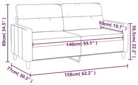Sofá de 2 lugares tecido 140 cm cinzento-acastanhado