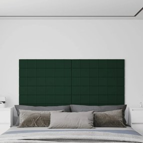 344098 vidaXL Painel de parede 12 pcs 90x15cm tecido 1,62 m² cor verde-escuro