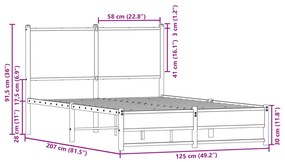 Estrutura de cama sem colchão 120x200 cm metal carvalho sonoma