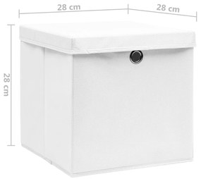 Caixas de arrumação com tampas 10 pcs 28x28x28 cm branco
