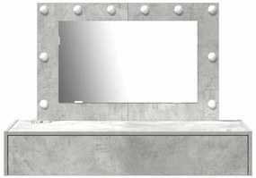 Mesa de Maquilhagem Suspensa com Luzes LED em Cinza Betão