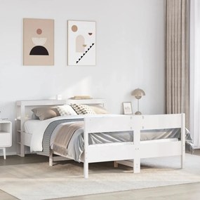 Cama sem colchão 160x200 cm madeira de pinho maciça branco