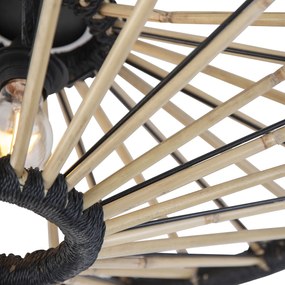 Candeeiro de teto oriental bambu com preto 60 cm - Evalin Oriental