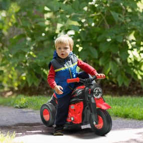Mota Elétrica para Crianças Mota a Bateria 6V com Função de Bolhas Farol Música Motocicleta para Crianças com Velocidade 3km/h Carga 30 kg Vermelho
