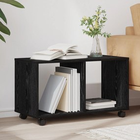 Mesa de Apoio vidaXL com Rodas Preto Carvalho 72x33x42,5 cm Madeira En
