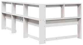 Estante cabeceira forma de L 75 cm madeira pinho maciça branco