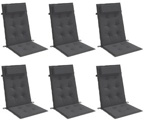 Almofadões p/ cadeira encosto alto 6pcs tecido oxford antracite