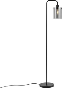 Candeeiro de pé de design preto com vidro fumado - Domo