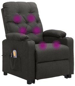 Poltrona de massagens elevatória tecido cinzento-escuro