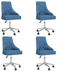 vidaXL Cadeiras de jantar giratórias 4 pcs tecido azul