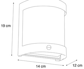 Candeeiro de parede exterior moderno em aço inoxidável com sensor de movimento IP44 - Mira Moderno