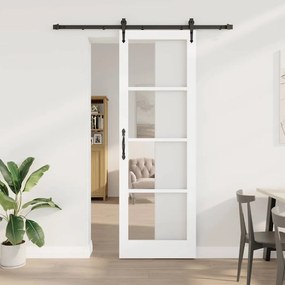 vidaXL Porta Deslizante Manual Branco 78 x 232 cm Madeira e metal