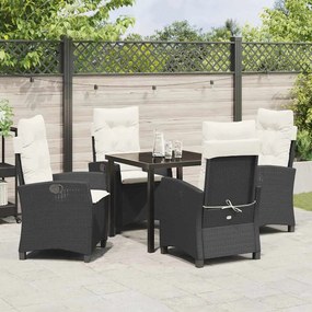 Conjunto de Jantar para Jardim com 5 Peças e Almofadas – Preto em Ratt