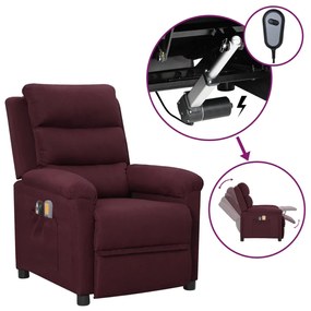 vidaXL Poltrona de massagens elétrica tecido roxo