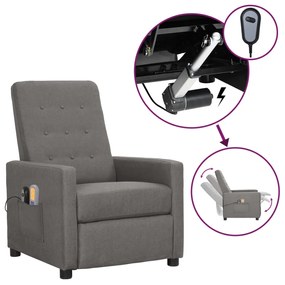 vidaXL Poltrona de massagens elétrica tecido cinzento-claro