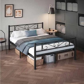 Cama metálica 140 x 200 cm Preto