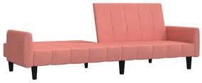 Sofá-cama de 2 lugares veludo rosa