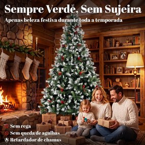 Árvore de Natal Artificial 240 cm Abeto com 1773 Pontas Ramos Articulados e Base Dobrável em Aço