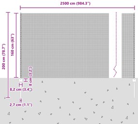 Cerca de Fio Soldado com 22 Postes em U Prata 1,6x25 m de Aço