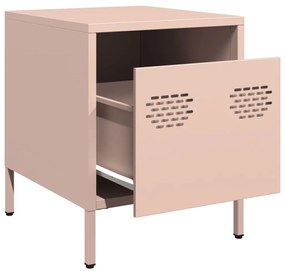 Mesas de cabeceira 2 pcs 35x39x43,5 cm aço rosa