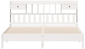 Cama com estante sem colchão 200x200 cm pinho maciço branco