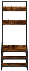 Bengaleiro c/ arrumação de calçado 70x40x184 cm carvalho fumado
