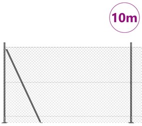 Cerca de Cadeia com 7 Postes Flangeados 1,5x10 m de Aço Galvanizado