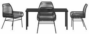Conjunto de Jantar de Jardim com Almofadas Preto Rattan Polimérico