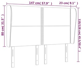 Cabeceira cama c/ abas couro artif. 147x23x118/128 cm cinzento