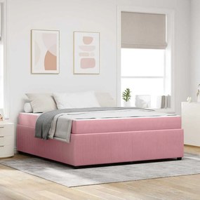 vidaXL Estrutura de cama com colchão Outros Rosa 180 x 200 cm Veludo