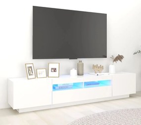 Móvel de TV com luzes LED 200x35x40 cm branco