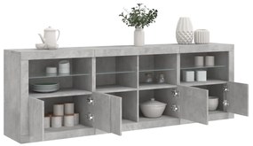 vidaXL Aparador com luzes LED 202x37x67 cm cinzento cimento