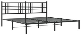 Estrutura de cama com cabeceira 200x200 cm metal preto