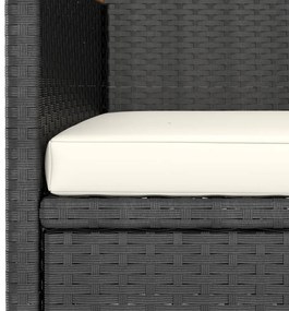 4 pcs conjunto de cadeiras e bancos de jardim vime PE preto