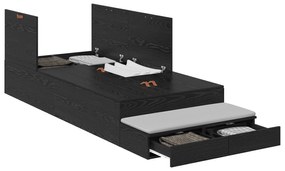 Estrutura de Cama Storage Madeira Negra 90x200 cm