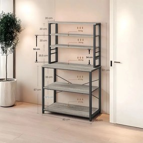 Armário de cozinha com estante para micro-ondas 40 x 80 x 167 cm Greige-Preto