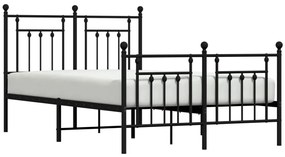 Estrutura de cama com cabeceira e pés 120x190 cm metal preto
