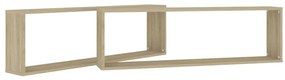 Estantes parede cúbicas 2pcs derivados madeira carvalho sonoma
