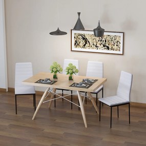 Cadeiras para Mesa de Jantar (NÃO INCLUIDA) Conjunto de 4 Cadeira de Cozinha Estofadas em Linho e Pés de Metal 41x50x97cm Branco
