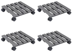 Carrinhos para vasos 4 pcs 30x30x7,5 cm WPC cinzento