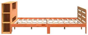 Cama sem colchão 200x200 cm pinho maciço castanho-mel